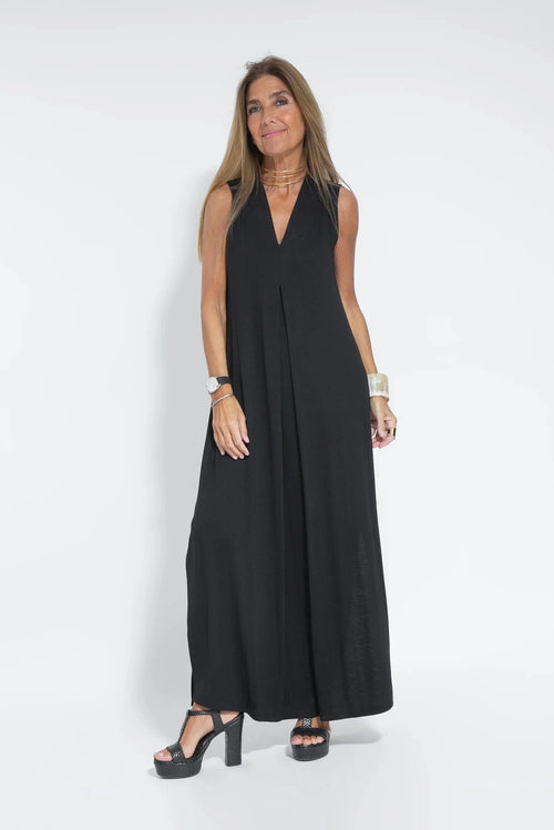 Alisa | Loose maxi dress with V-neck and side slit 